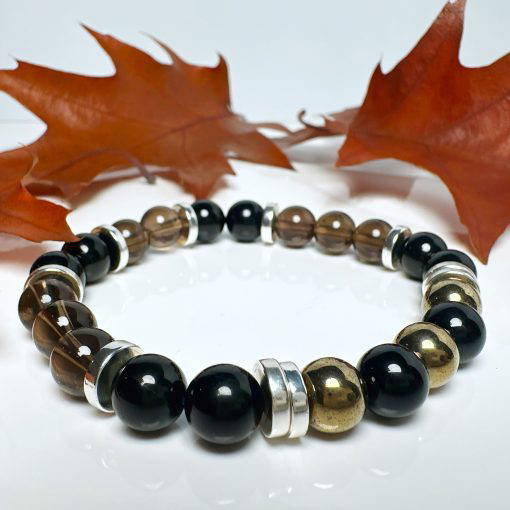 Smoky Quartz, Obsidian & Pyrite - Image 2