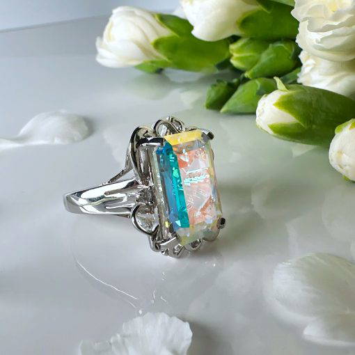 Angel Aura Rectangular Claw Set Ring Size P - Image 4