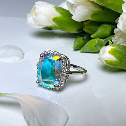 Angel Aura Rectangular Claw Set Ring Size S - Image 4