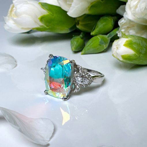Angel Aura Rectangular Claw Set Ring Size Q - Image 4