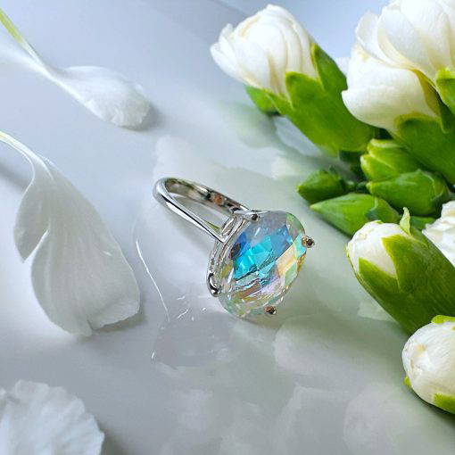 Angel Aura Oval Claw Set Ring Size N - Image 5