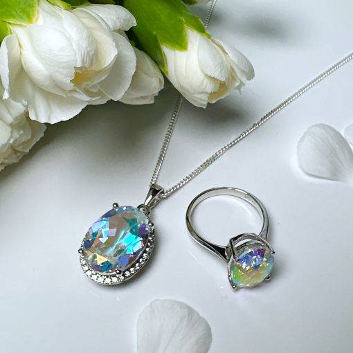 Angel Aura Oval Claw Set Ring Size N - Image 6