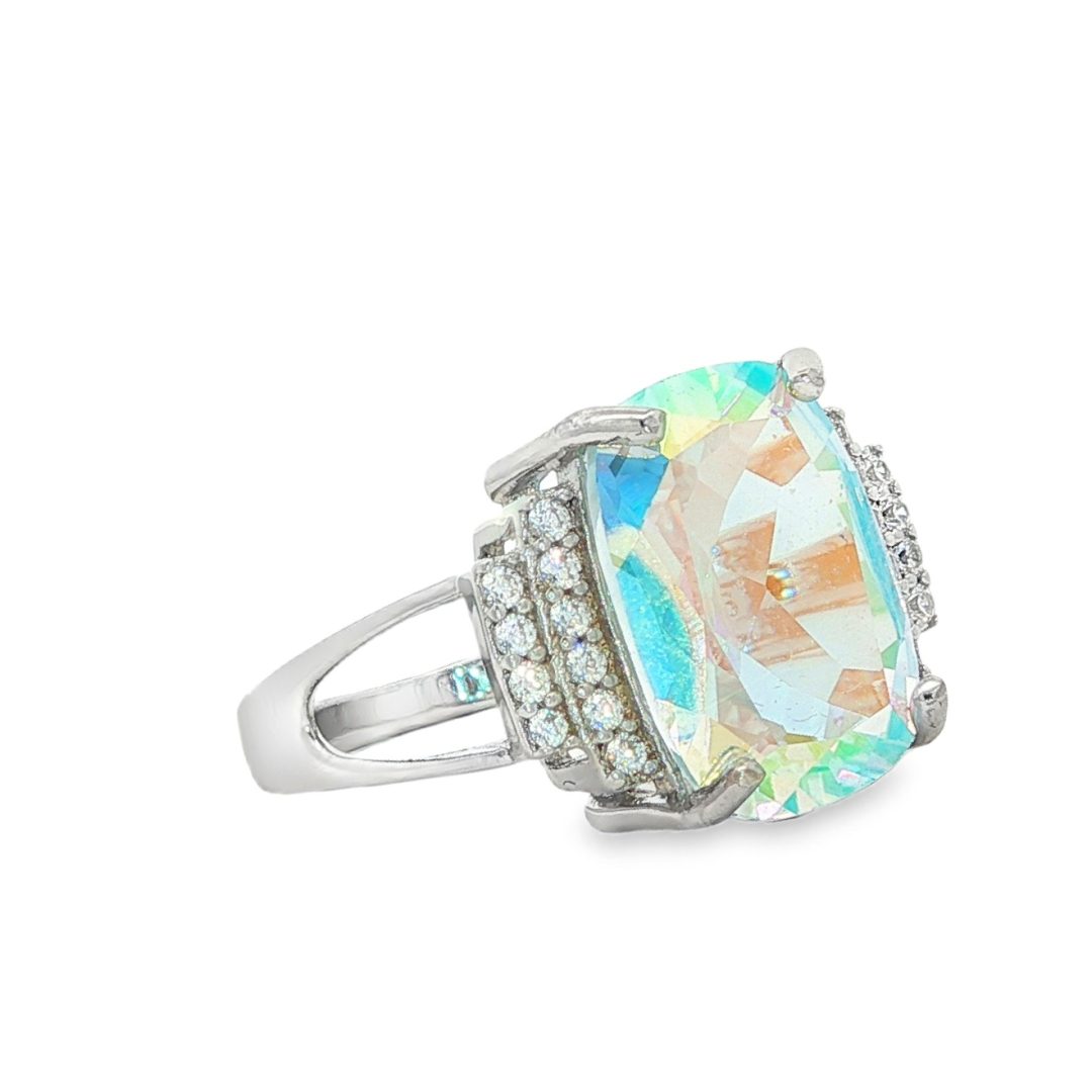 Angel Aura Rectangular Claw Set Ring Size O - Image 2