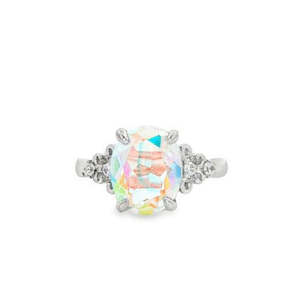 Angel Aura Oval Claw Set Ring Size J