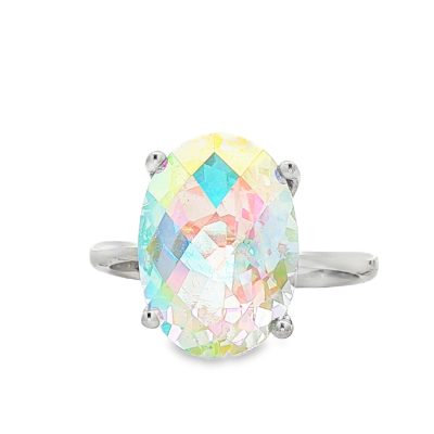 Angel Aura Oval Claw Set Ring Size N