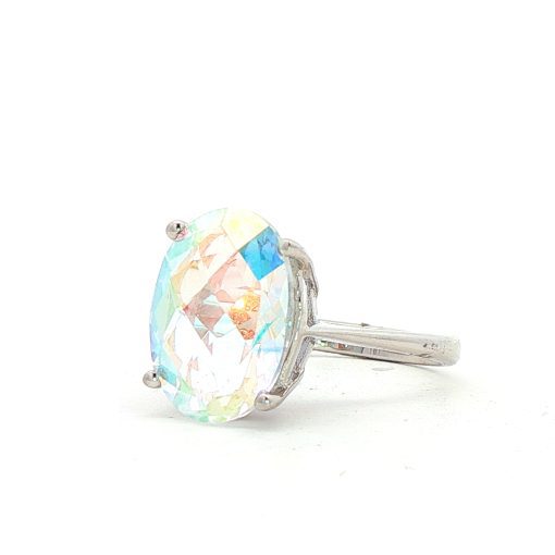 Angel Aura Oval Claw Set Ring Size N - Image 3