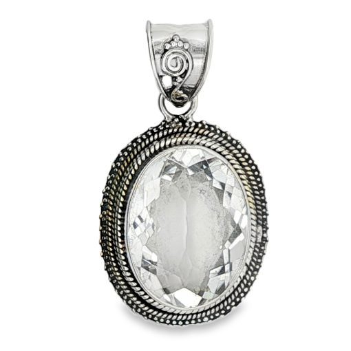 Clear Quartz Oval Ornate Pendant 9.7g - Image 2