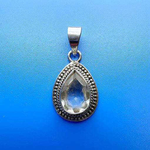 Clear Quartz Pear Drop Ornate Pendant 3.2g