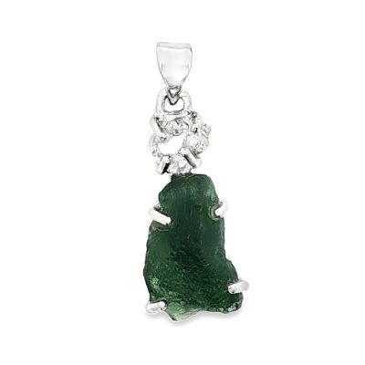 Moldavite Raw Claw Set Pendant 4g
