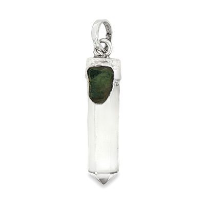 Moldavite & Quartz Point Pendant 4.7g