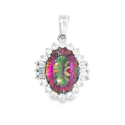 Mystic Topaz Oval Claw Set Pendant 3.5g