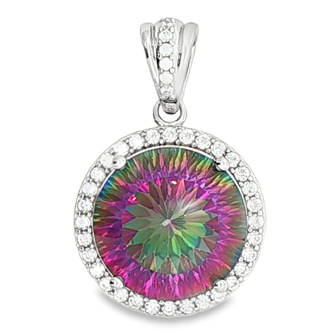 Mystic Topaz Round Claw Set Pendant 7.1g