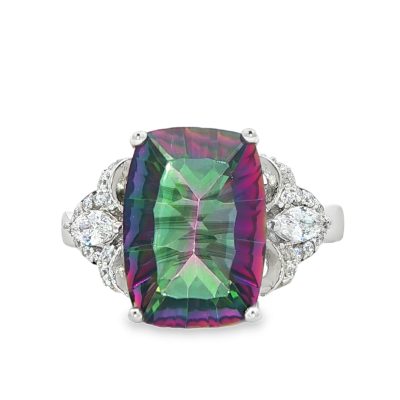Mystic Topaz Claw Set Ring Size R