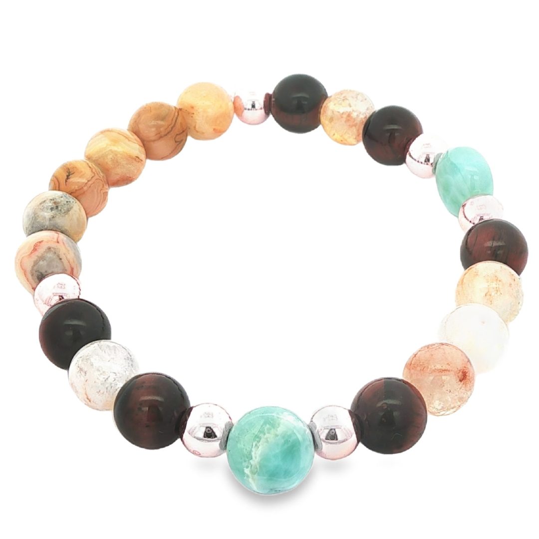 Creativity - Crazy Lace Agate, Citrine, Larimar, Red Tiger Eye & Hematite Bracelet