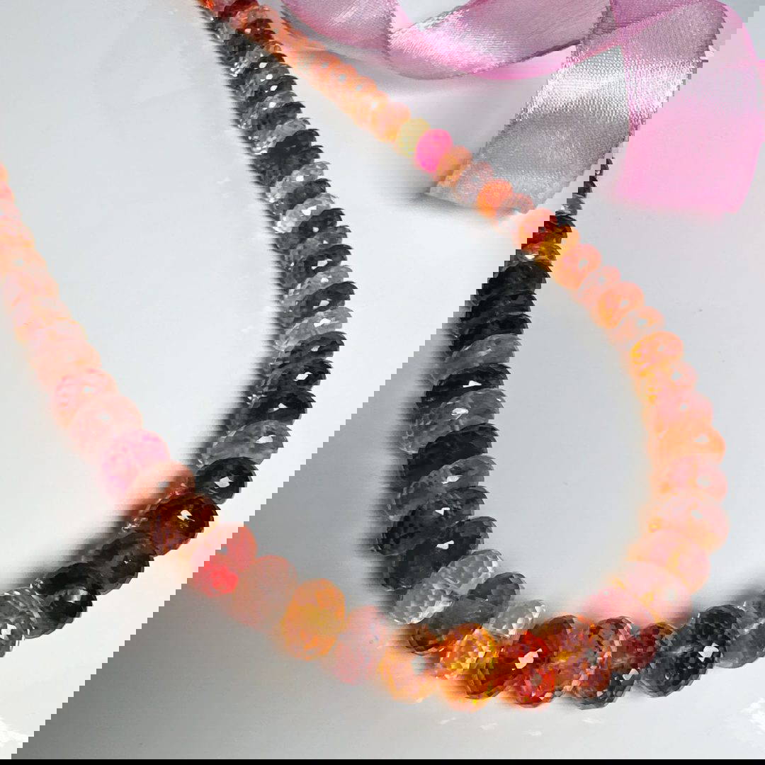 Padparadscha Sapphire Faceted Rondelle Beads - Image 6