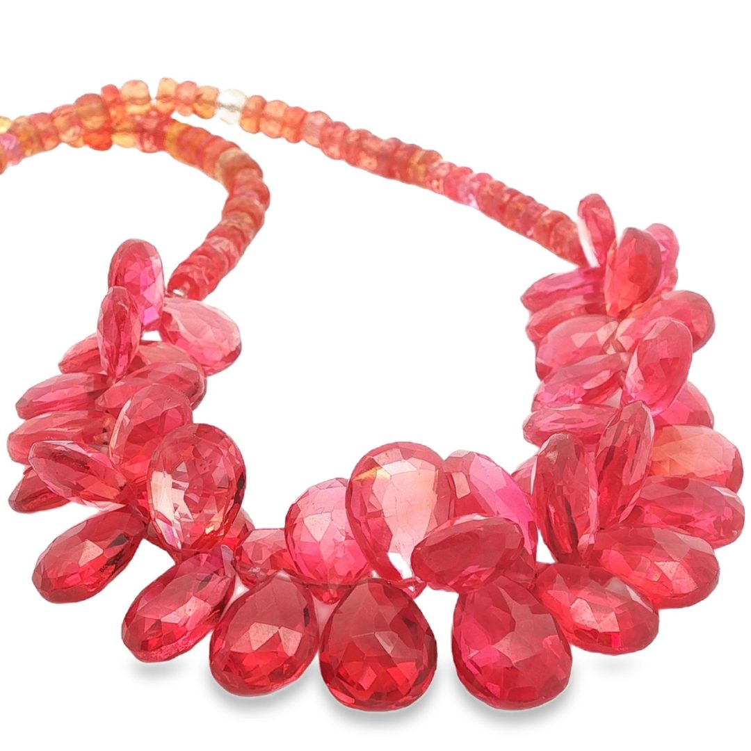 Vivid Pink & Sunset Orange Padparadscha Sapphire Faceted Drop Beads