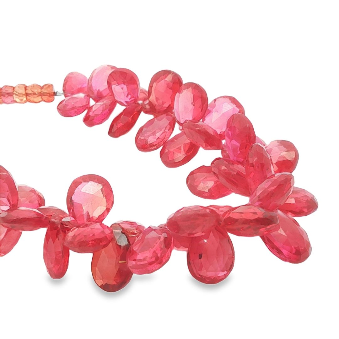 Vivid Pink & Sunset Orange Padparadscha Sapphire Faceted Drop Beads - Image 2