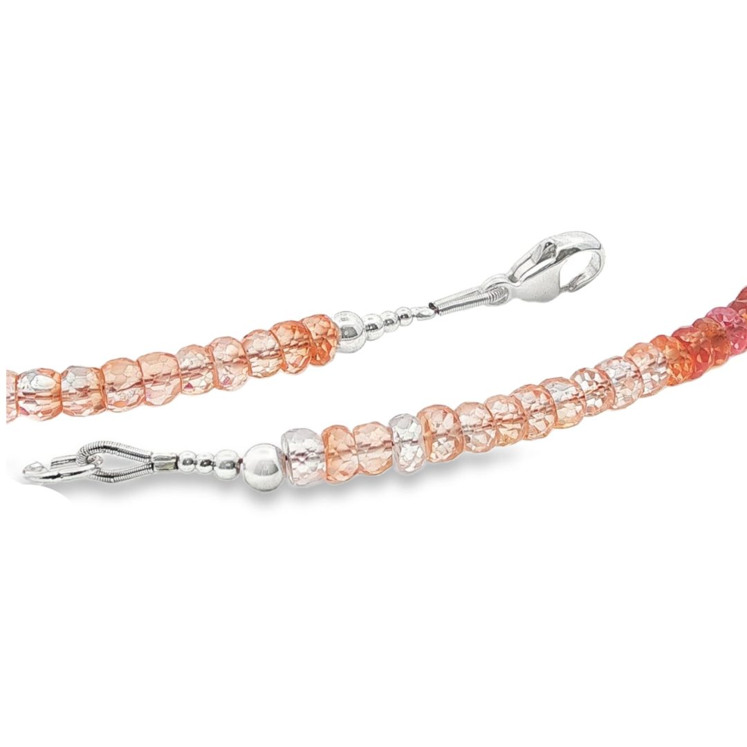 Vivid Pink & Sunset Orange Padparadscha Sapphire Faceted Drop Beads - Image 5