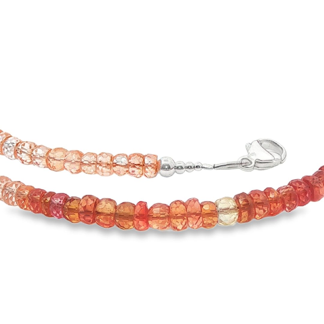 Vivid Pink & Sunset Orange Padparadscha Sapphire Faceted Drop Beads - Image 4