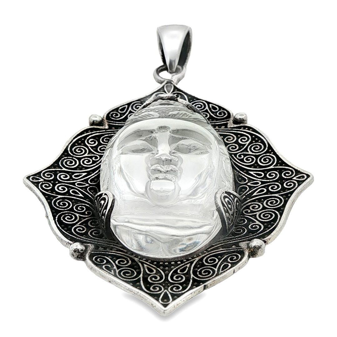 Clear Quartz Buddha Ornate Pendant 26.1g - Image 3