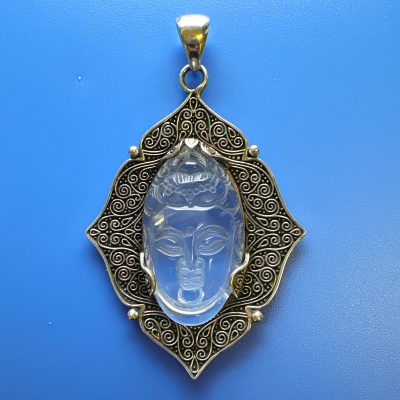 Clear Quartz Buddha Ornate Pendant 26.1g