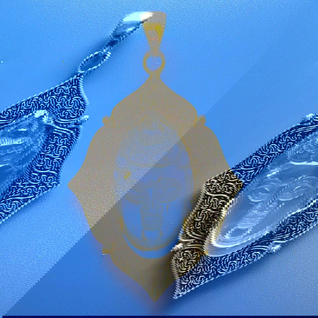 Clear Quartz Buddha Ornate Pendant 26.1g