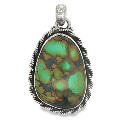Copper Mohave Turquoise Ornate Pendant 11.3g