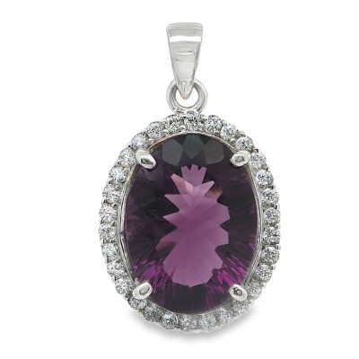 Amethyst Oval Faceted Pendant 7.4g