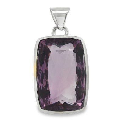 Amethyst Rectangular Faceted Pendant 22.6g