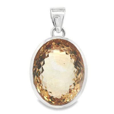 Citrine Oval Faceted Pendant 27.6g