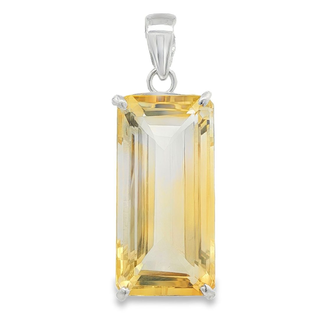 Citrine Rectangular Claw Set Pendant 13.9g