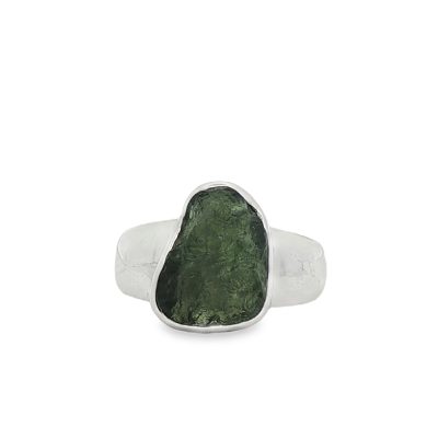 Moldavite Raw Freeform Ring Size O