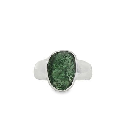 Moldavite Raw Freeform Ring Size O