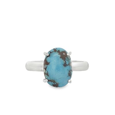 Golden Hill Turquoise Claw Set Oval Ring Size Q