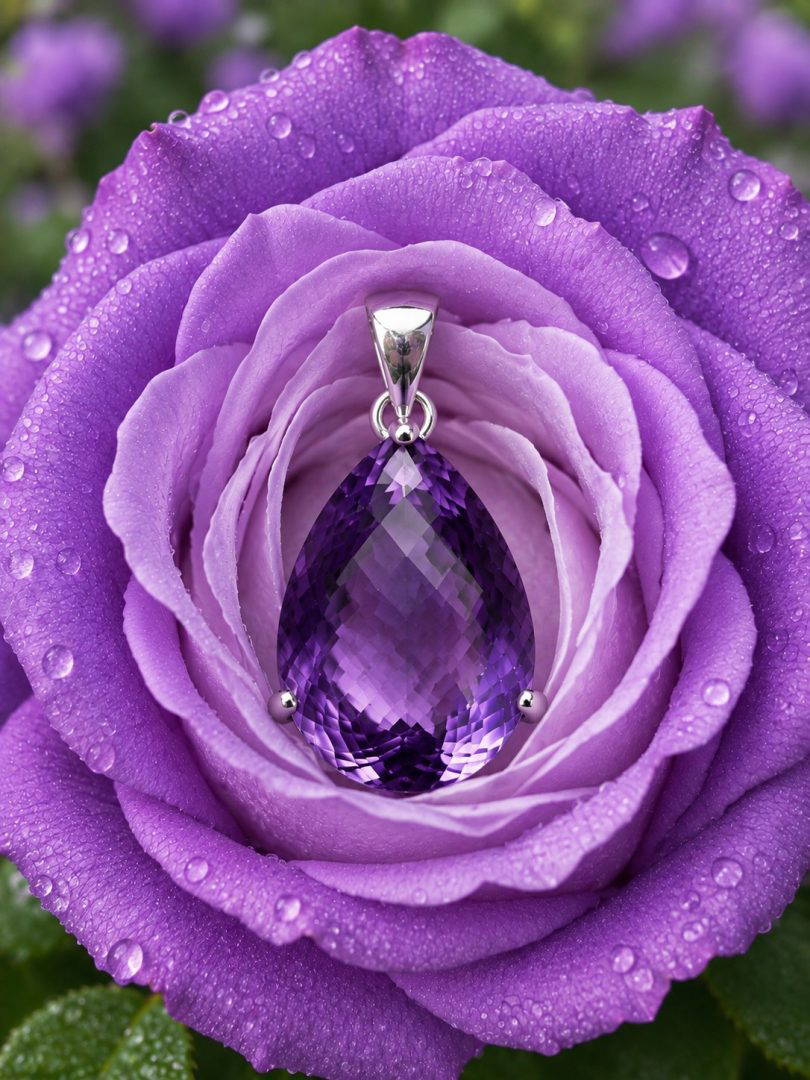 Amethyst Pear Drop Faceted Pendant 12.3g - Image 4