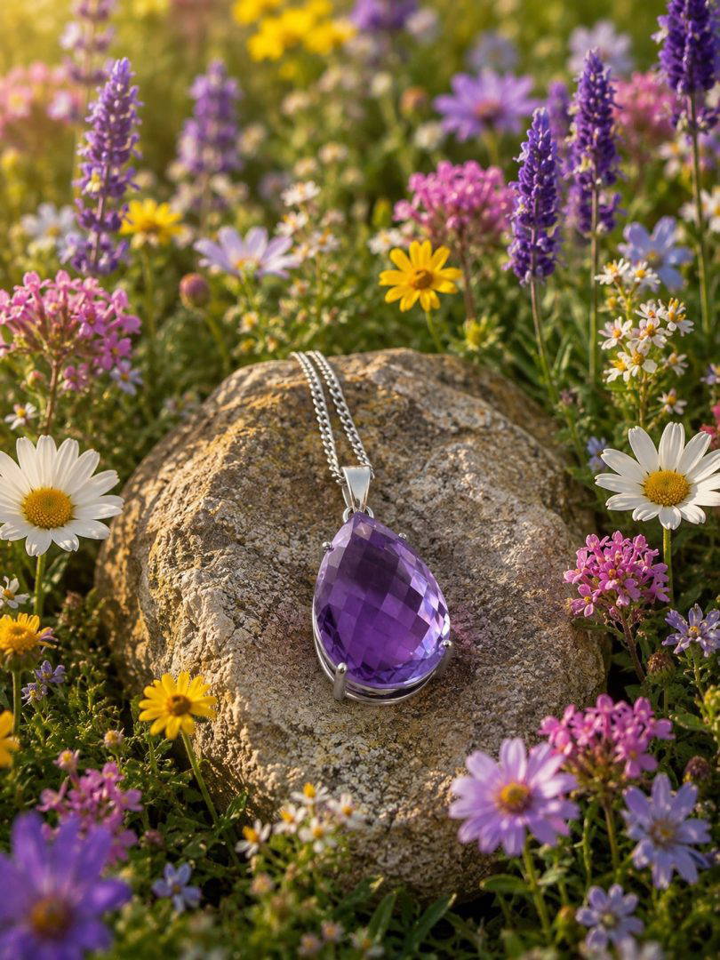 Amethyst Pear Drop Faceted Pendant 12.3g - Image 6