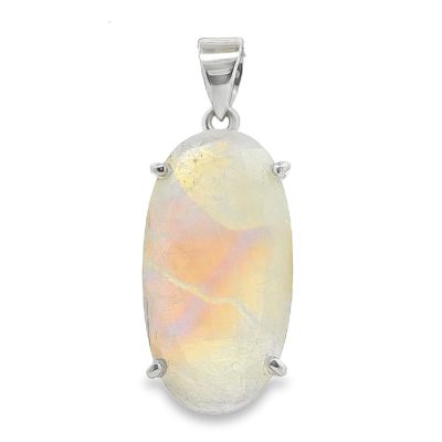 Moonstone - Rainbow Oval Claw Set Pendant 8.2g