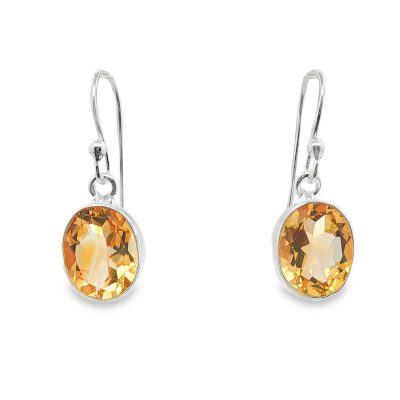 Citrine Oval Drop Earrings 4.1g