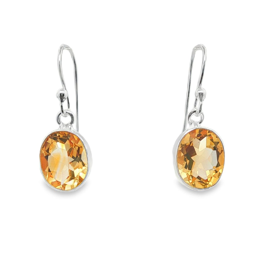 Citrine Oval Drop Earrings 4.1g