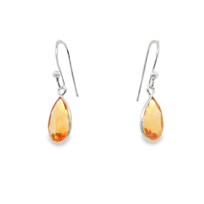 Citrine Pear Drop Earrings 1.9g