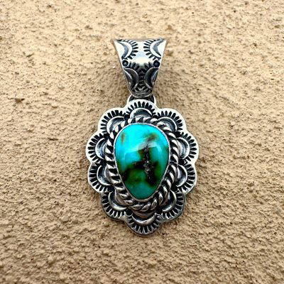 Navajo Royston Turquoise Pendant By Kevin Ramone 4.7g
