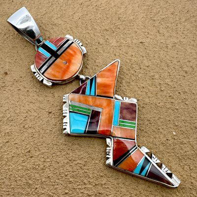 Navajo Handcrafted Inlay Pendant By James Manygoats 35g