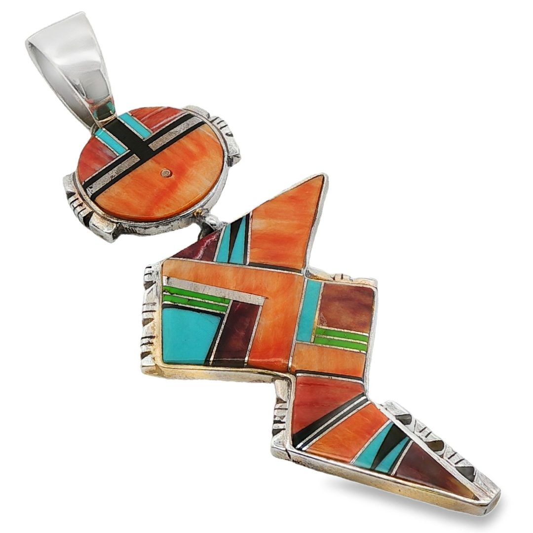 Navajo Handcrafted Inlay Pendant By James Manygoats 35g - Image 3