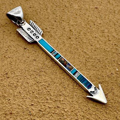 Navajo Arrow Inlay Pendant By Stanley Manygoats 8.6g