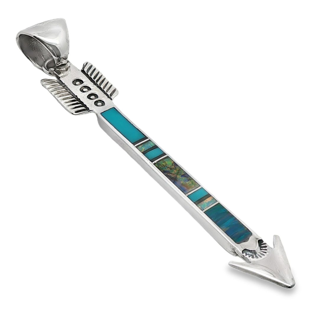 Navajo Arrow Inlay Pendant By Stanley Manygoats 8.6g - Image 2