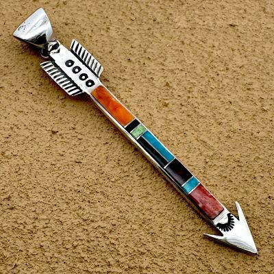 Navajo Arrow Inlay Pendant By Stanley Manygoats 7.7g