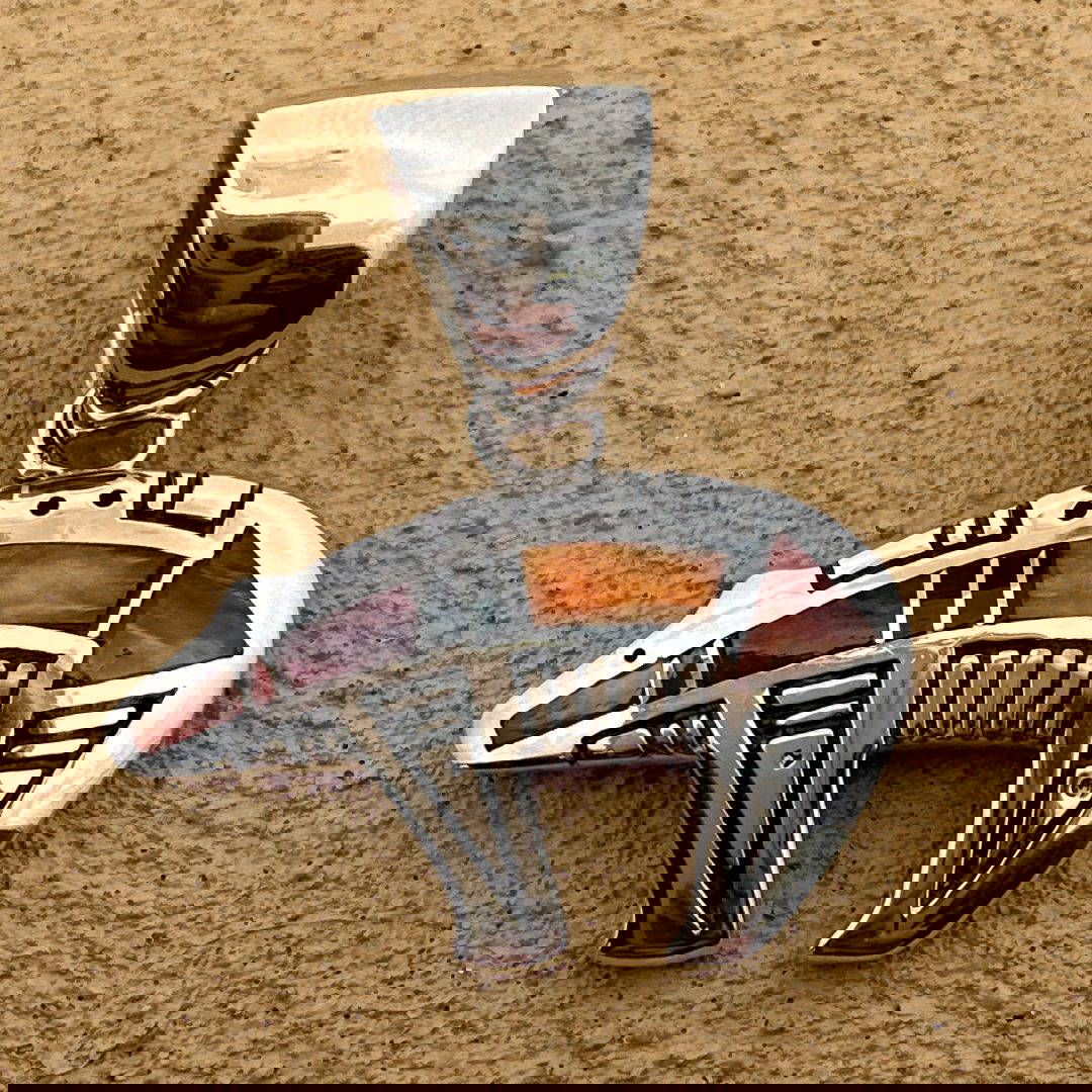 Navajo Inlay Bear Pendant By Stanley Manygoats 11g