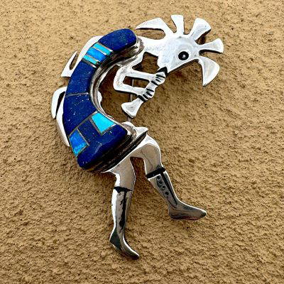 Navajo Inlay Kokopelli Brooch/Pendant By Evonne Rogers 10.8g