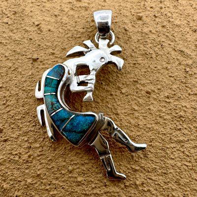 Navajo Inlay Kokopelli Pendant By Victor Lewis 6.1g