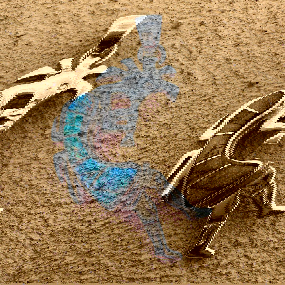 Navajo Inlay Kokopelli Pendant By Victor Lewis 6.1g